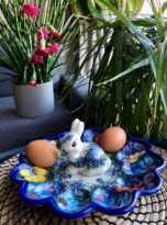 talerz na jajka z zajacem – boleslawiec